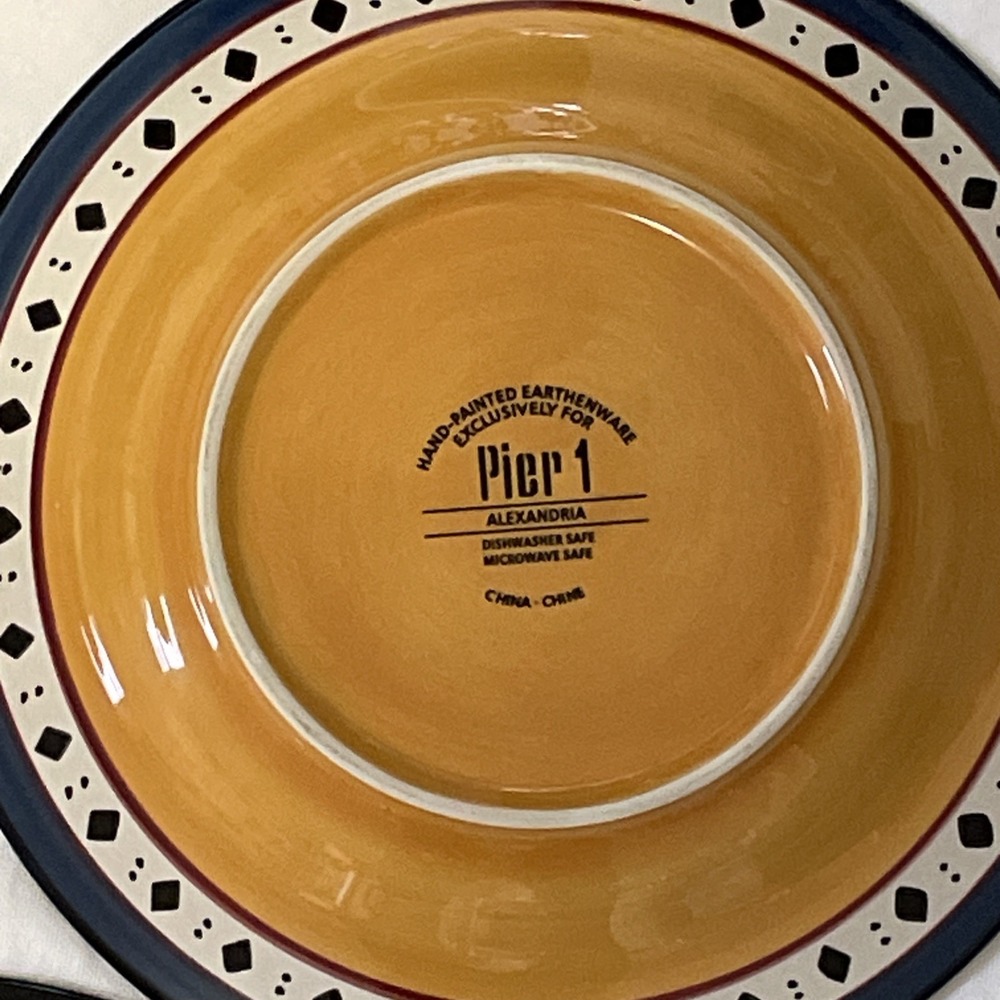 Vtg Pier 1 Alexandria Set of Three 9" Plates Hand Painted Earthenware Floral - Picture 7 of 7